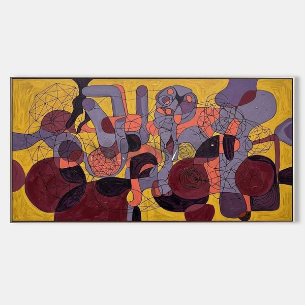 Mustard and Plum Abstract Tangle
