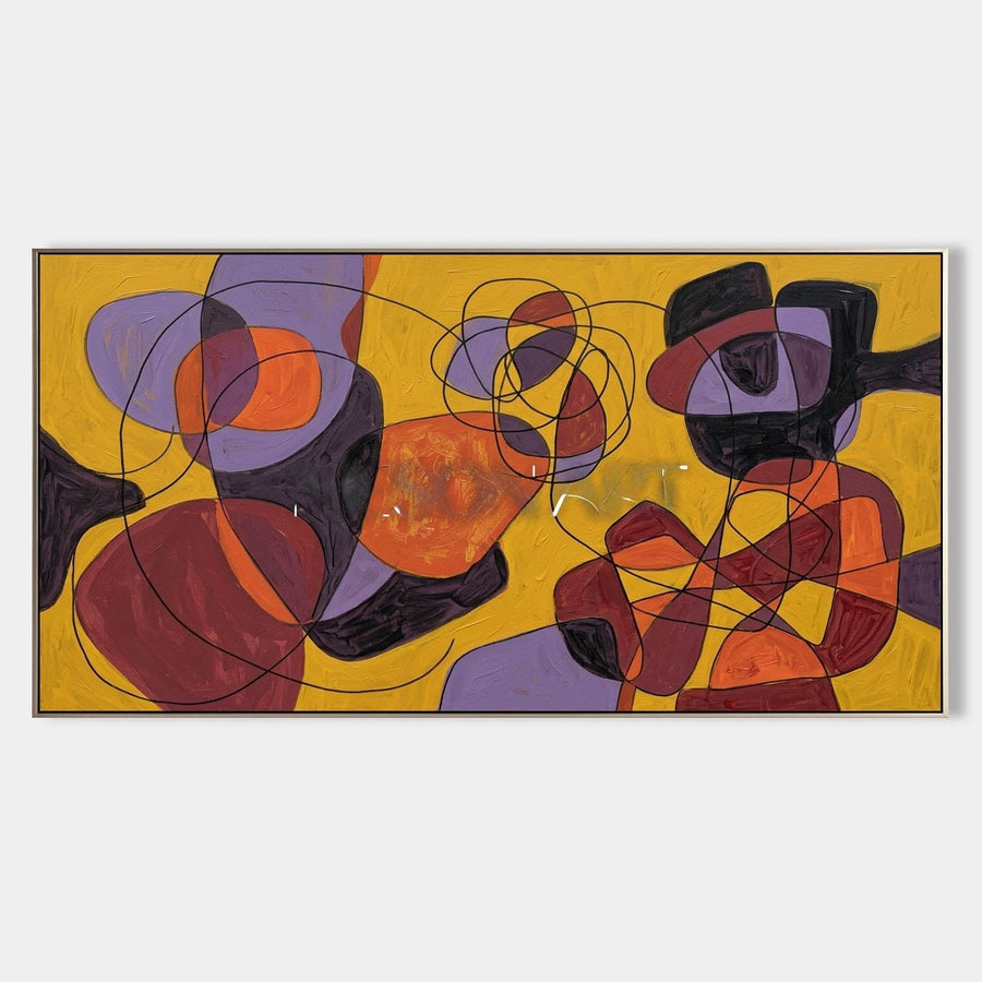 Mustard Ground with Plum Swirls