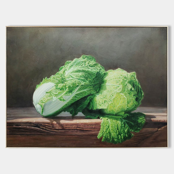 Napa Cabbages on Rustic Wood