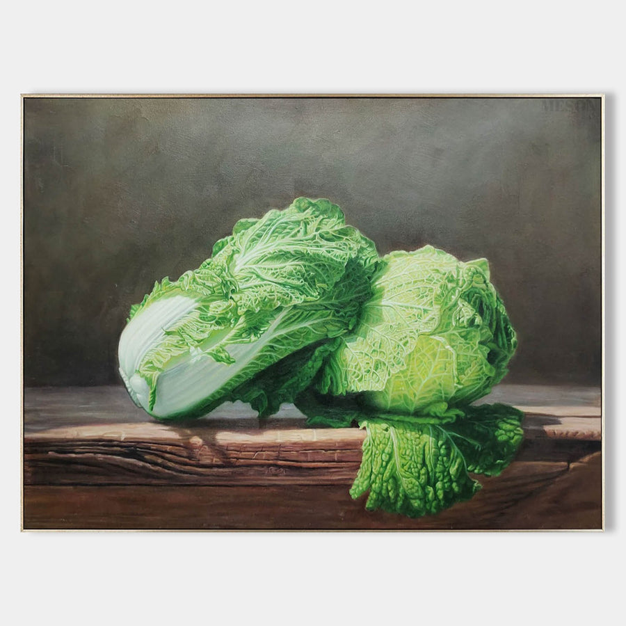 Napa Cabbages on Rustic Wood