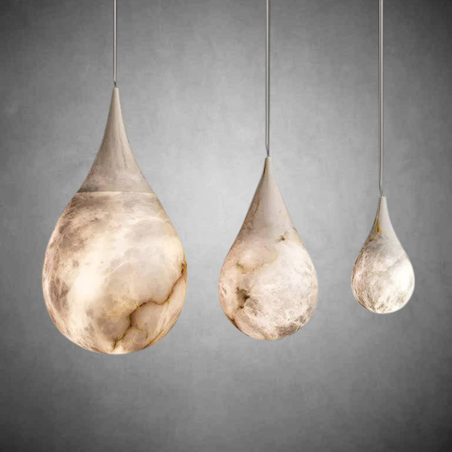 Natural Alabaster and Brass Frame Pendant