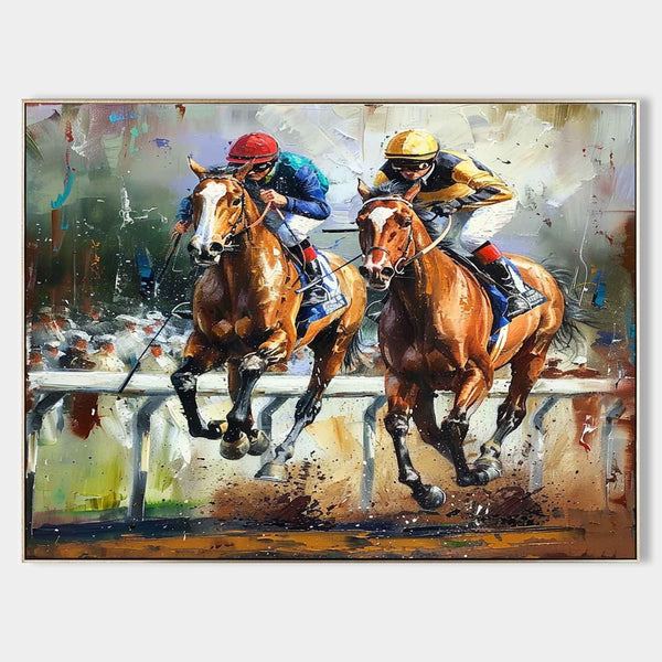 Neck and Neck Racehorses at Full Gallop