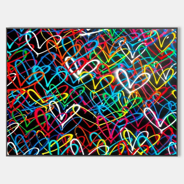 Neon Hearts on Midnight Black