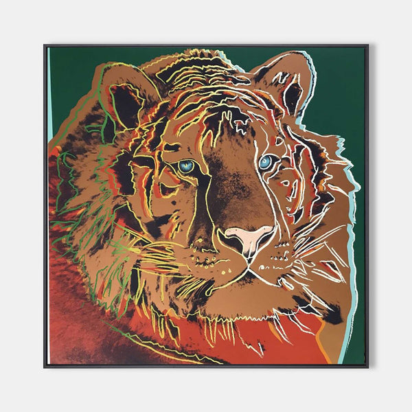 Neon-Lined Tiger on Emerald Green