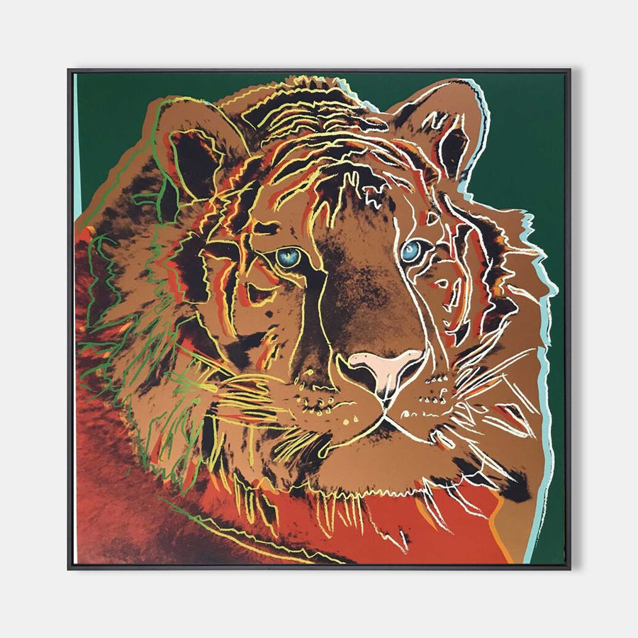 Neon-Lined Tiger on Emerald Green