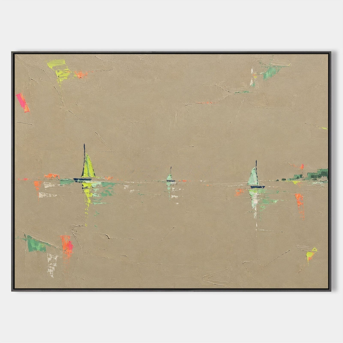 Neon Sails on a Sandstone Sea