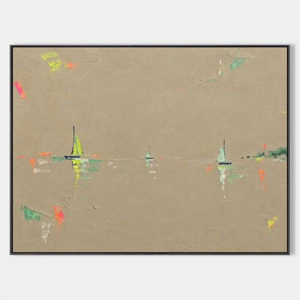 Neon Sails on a Sandstone Sea