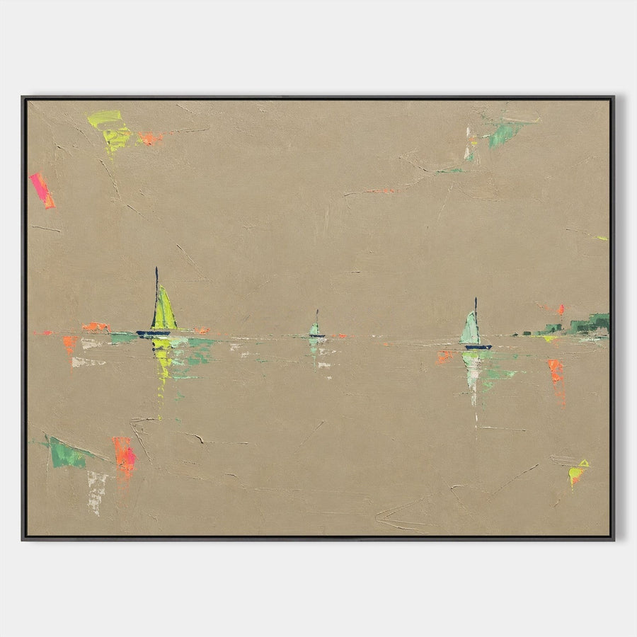 Neon Sails on a Sandstone Sea