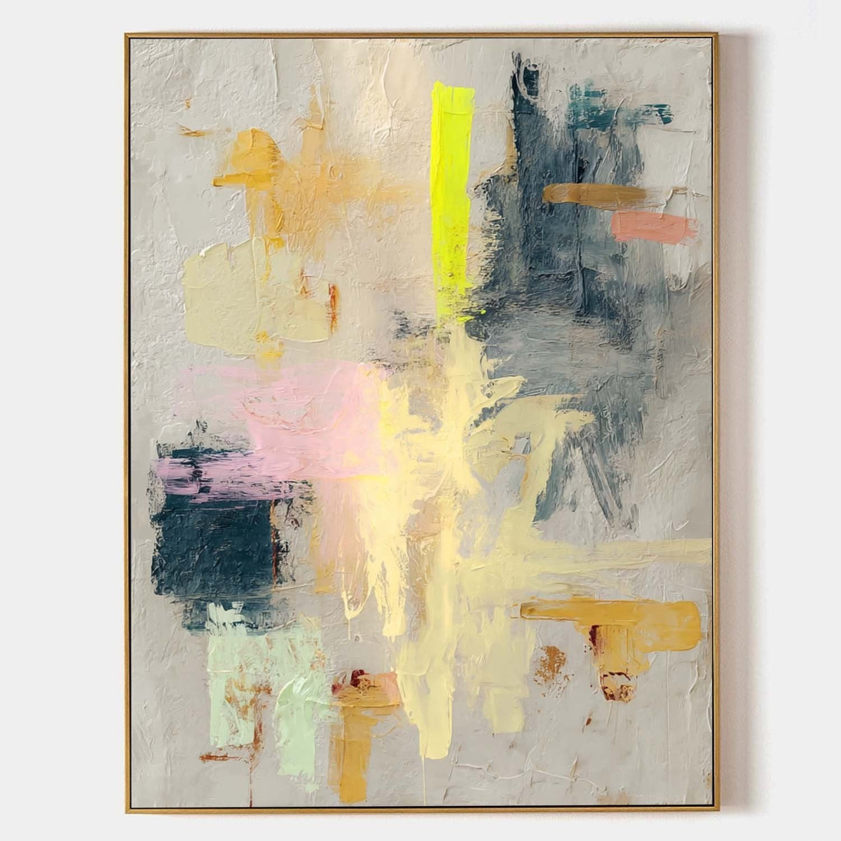 Neon Stroke Over Pastel Fragments