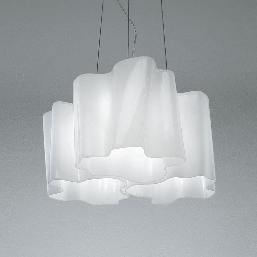 Nested Milky Glass and Pale Aluminum Pendant