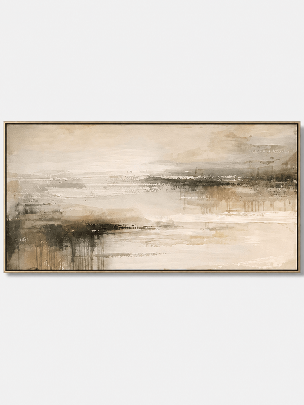 Neutral Abstract Landscape Wall Art, Misty Tidelands
