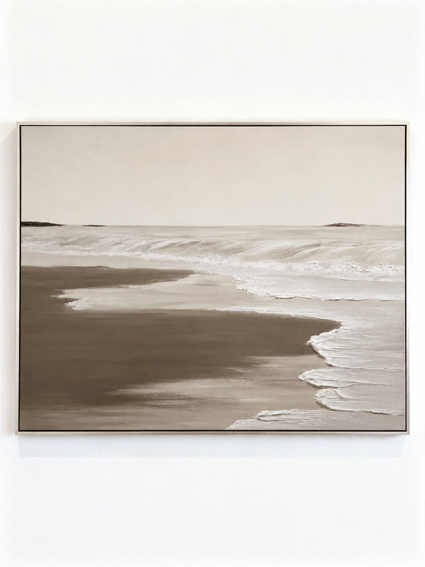 Neutral Coastal Shoreline Abstract Heavy Texture Painting