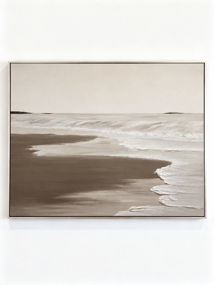 Neutral Coastal Shoreline Abstract Heavy Texture Painting