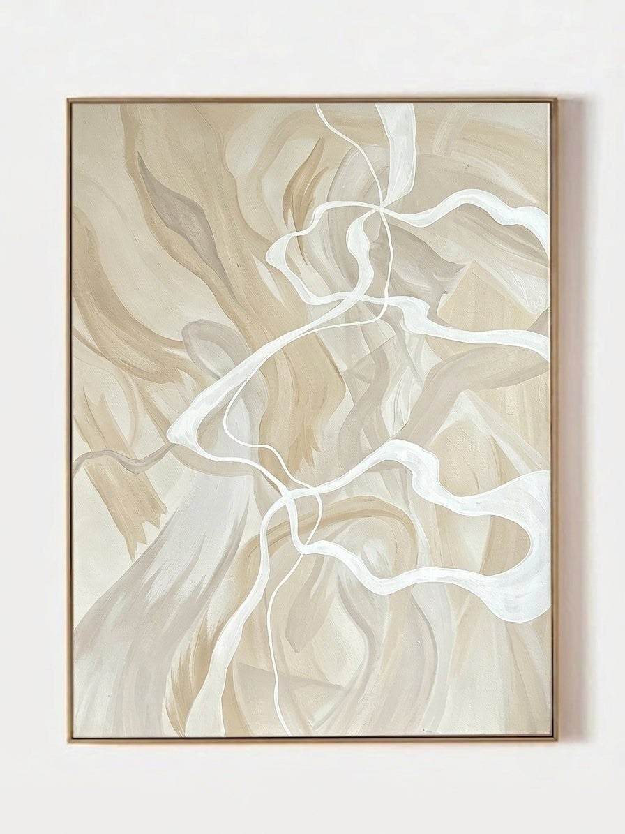 Neutral Earth Tone Abstract Lines Painting