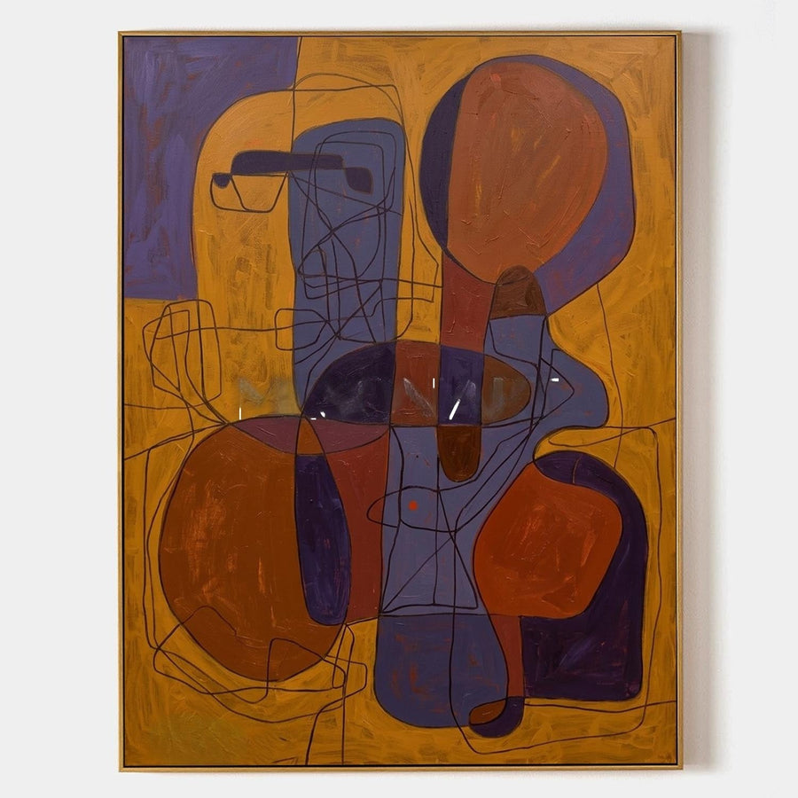 Ochre and Violet Abstract Figures