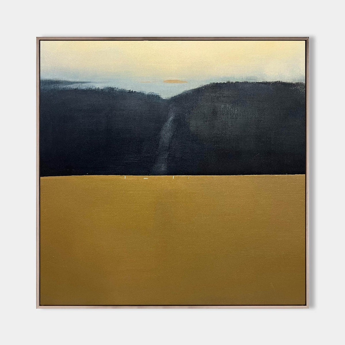 Ochre Field Beneath Dark Hills