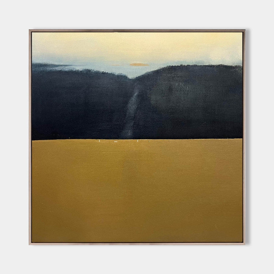 Ochre Field Beneath Dark Hills