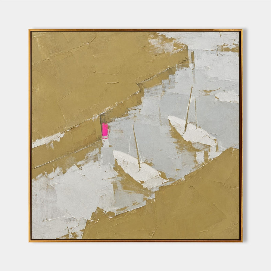 Ochre Harbor with White Sailboats
