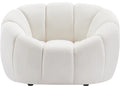 Off White Velvet Modern White Channel Tufted Sofa Chair - Detail View