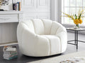Off White Velvet Modern White Channel Tufted Sofa Chair - Side View