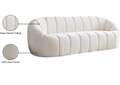 Off White Velvet Modern White Channel Tufted Sofa - Detail View