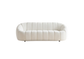 Off White Velvet Modern White Channel Tufted Sofa - Main View