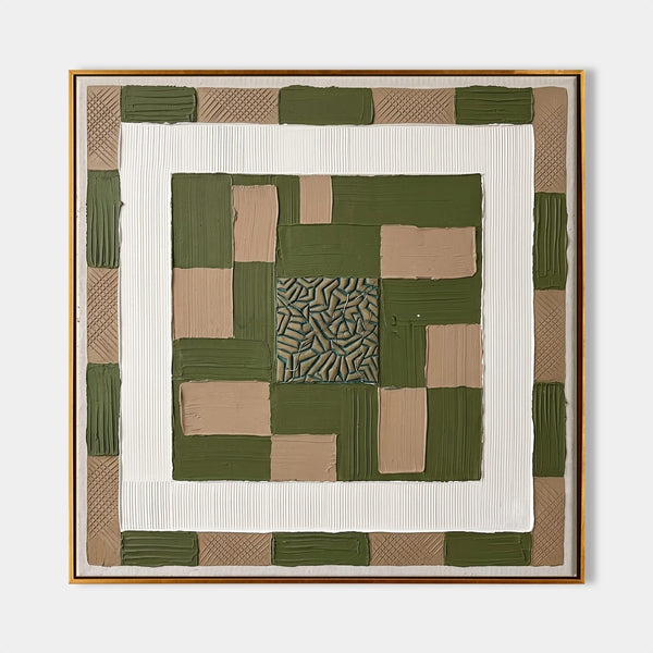 Olive and Sand Textured Quilt Square