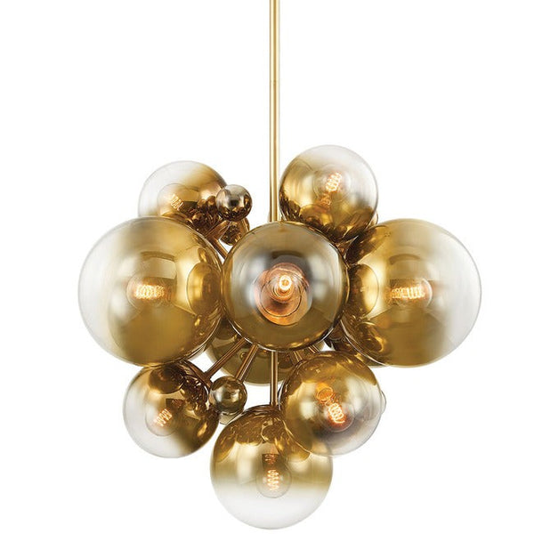 Ombre Glass Globe Cluster Brass Chandelier