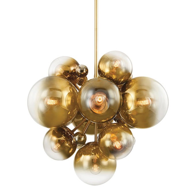 Ombre Glass Globe Cluster Brass Chandelier