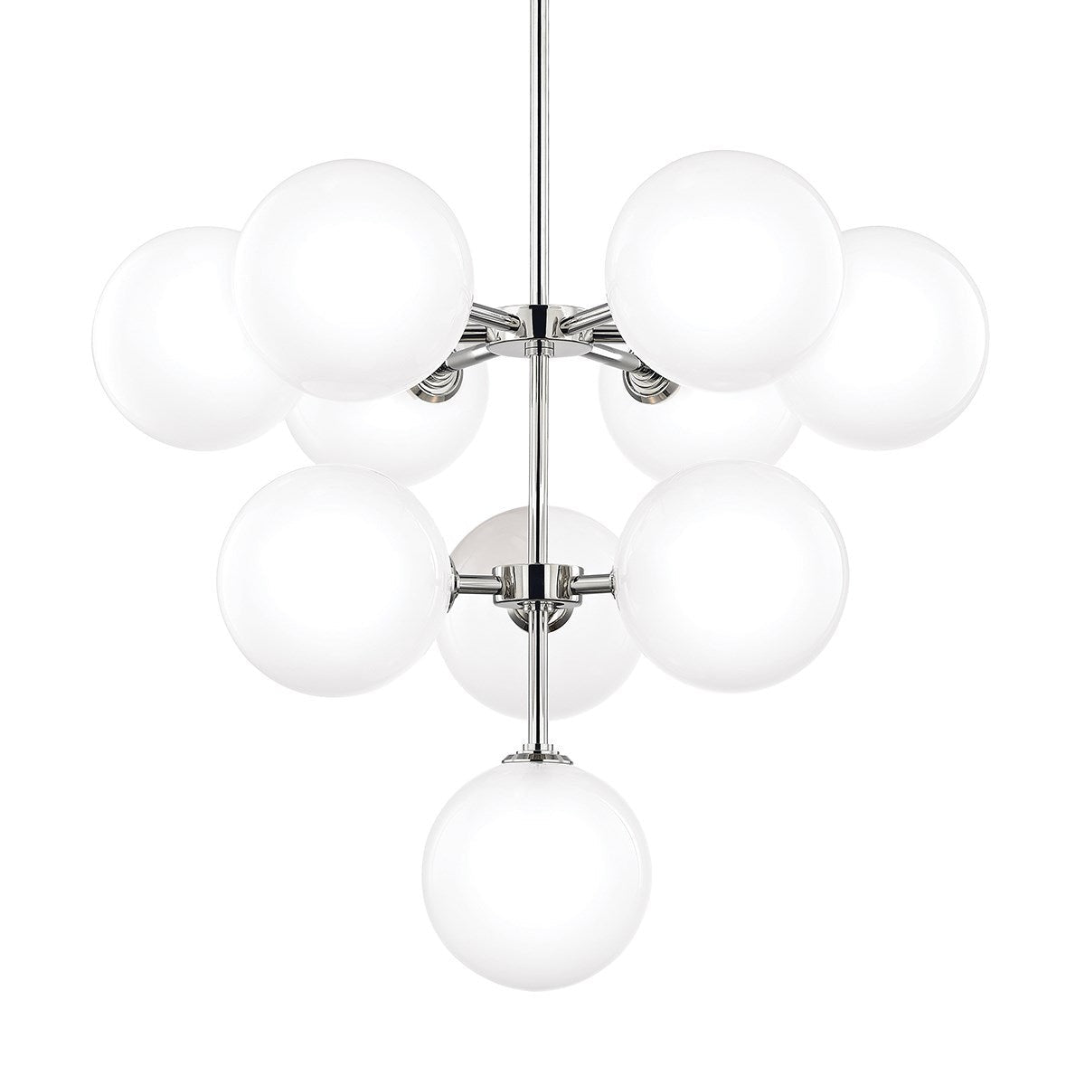 Opal Glass Globe Cluster Nickel Chandelier