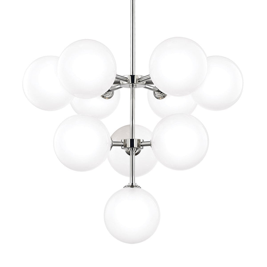 Opal Glass Globe Cluster Nickel Chandelier