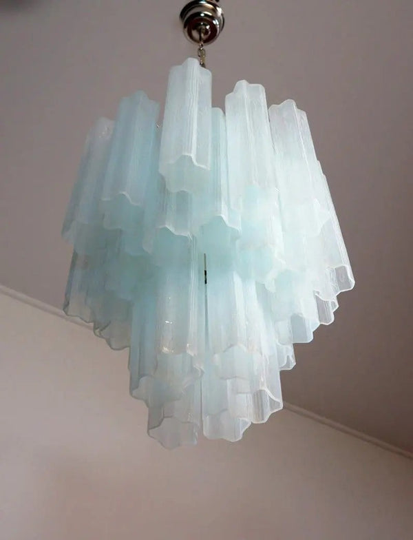 Opal Glass Tube Cluster Chandelier with Brass