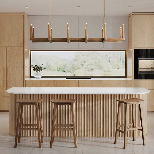 Open Crisscross Sand-Cast Brass Linear Chandelier
