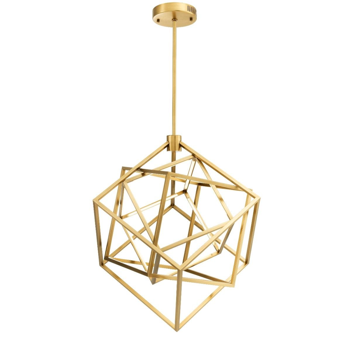 Open Geometric Antique Brass Linear Chandelier