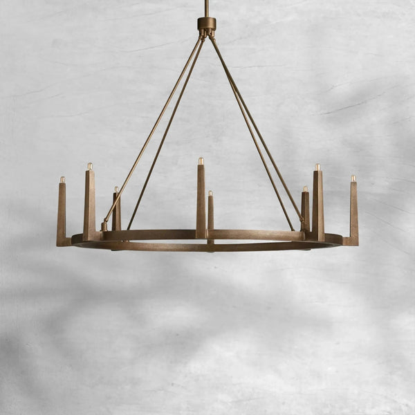 Open Intersecting Sand-Cast Brass Ring Chandelier