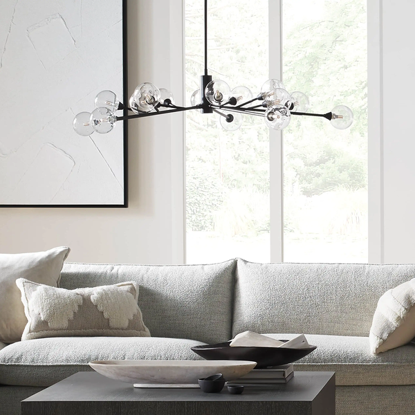 Open Iron Ring Chandelier with Glass Accents