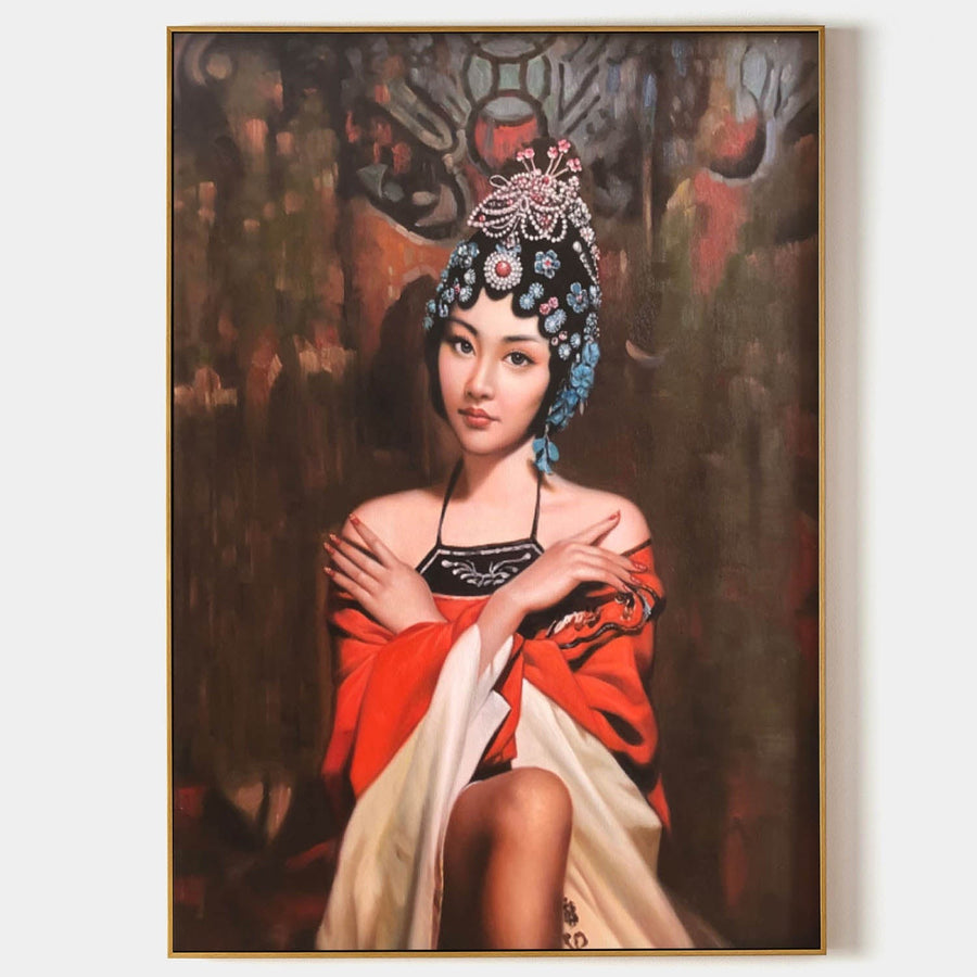 Opera Headdress Portrait in Crimson