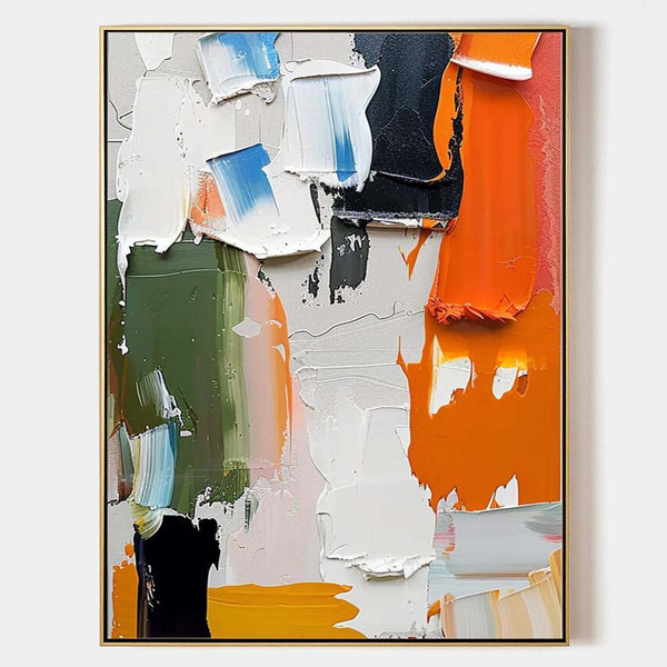 Orange and Ivory Palette Knife Abstract