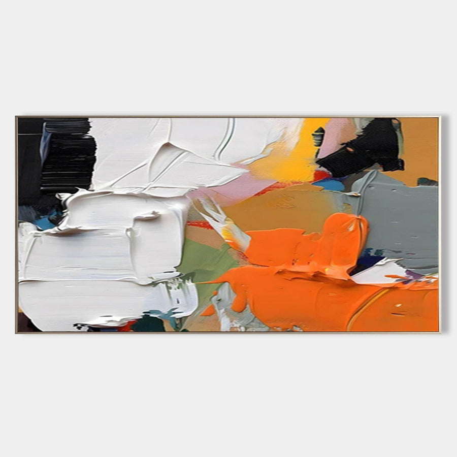 Orange and White Impasto Abstract