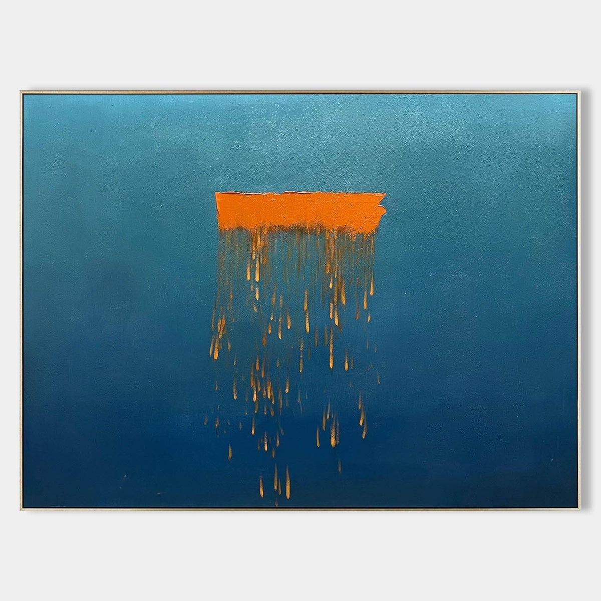 Orange Bar Dripping Through Deep Teal
