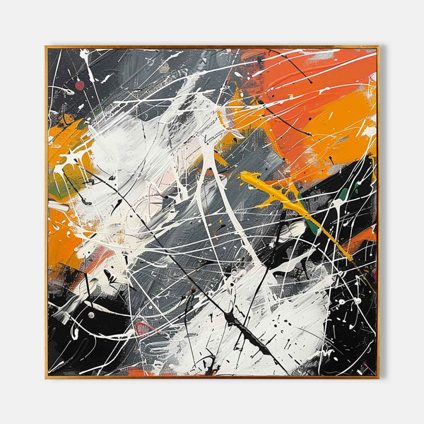 Orange Blaze Over Charcoal Splatter