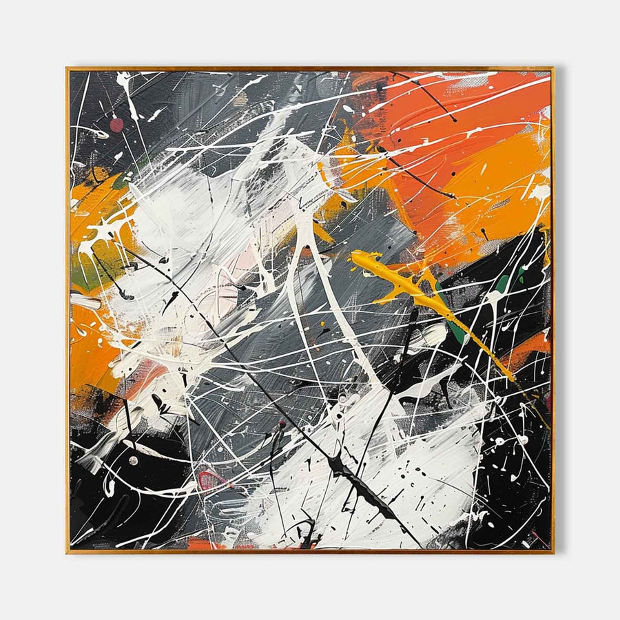 Orange Blaze Over Charcoal Splatter