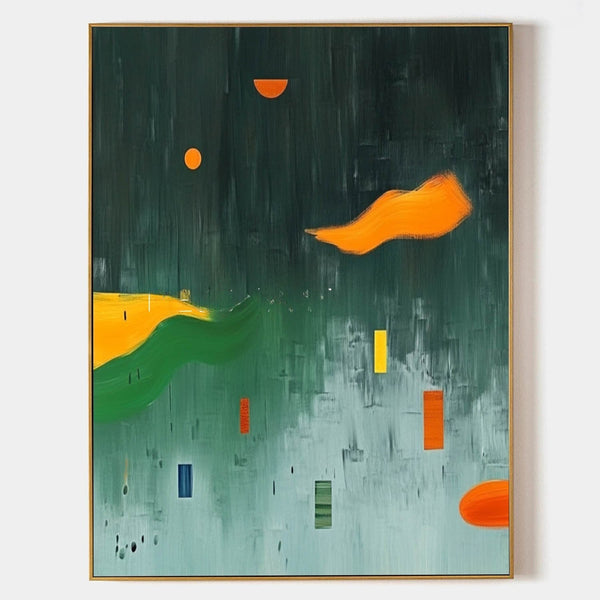 Orange Drift Over Green Rain