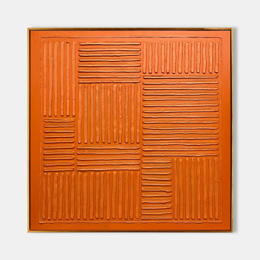 Orange Woven Relief Grid