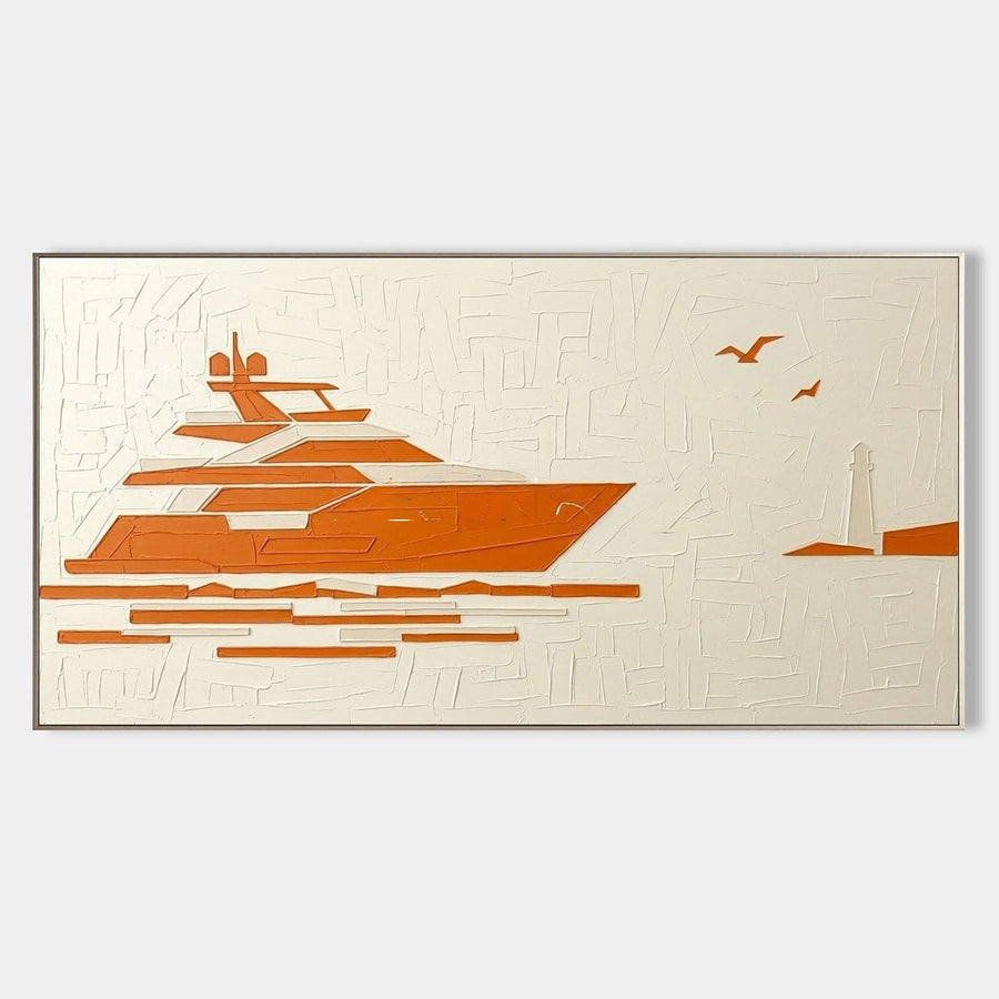 Orange Yacht and Lighthouse Relief