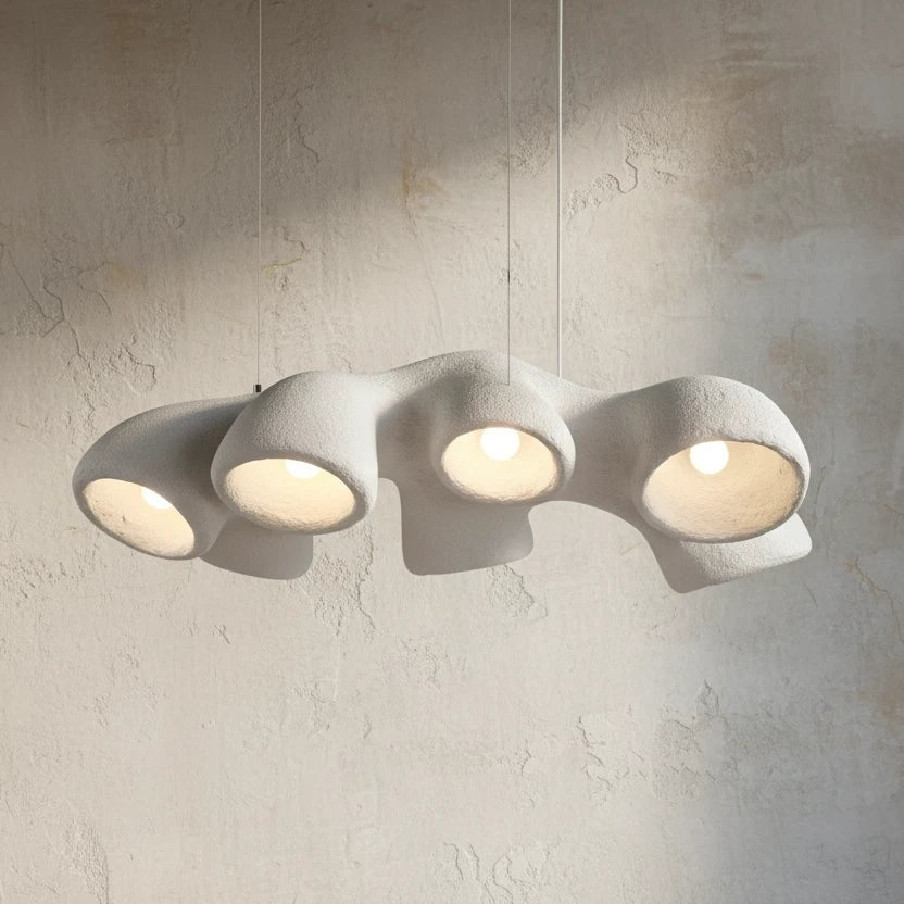 Organic Matte Resin Linear Pendant with Pierced Openings