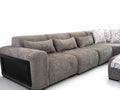 Otto sectional sofa rattan-inspired black wood armrest trim detail