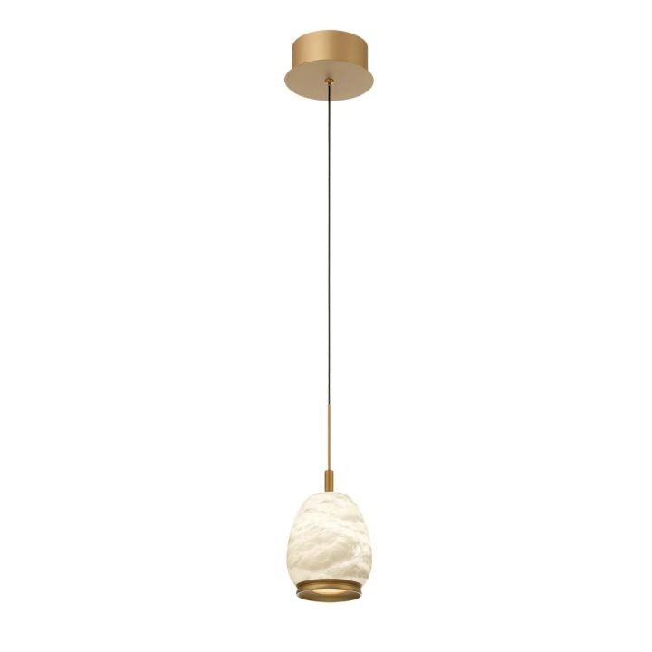 Oval Alabaster Glass Cluster Pendant with Metal Rim