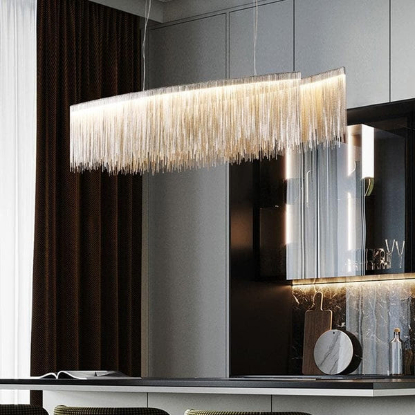 Oval Cascading Aluminum Chain Chandelier