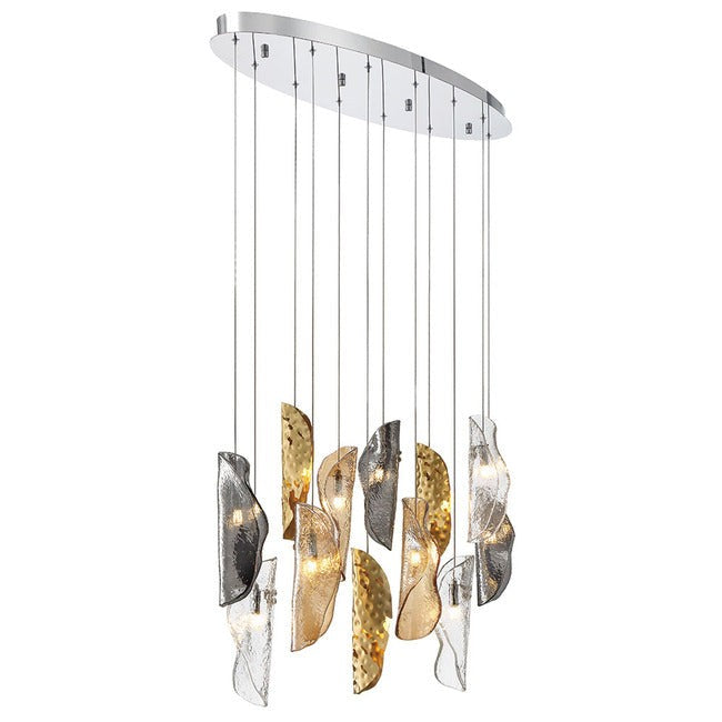 Oval Cluster Chandelier with Organic Glass Shades